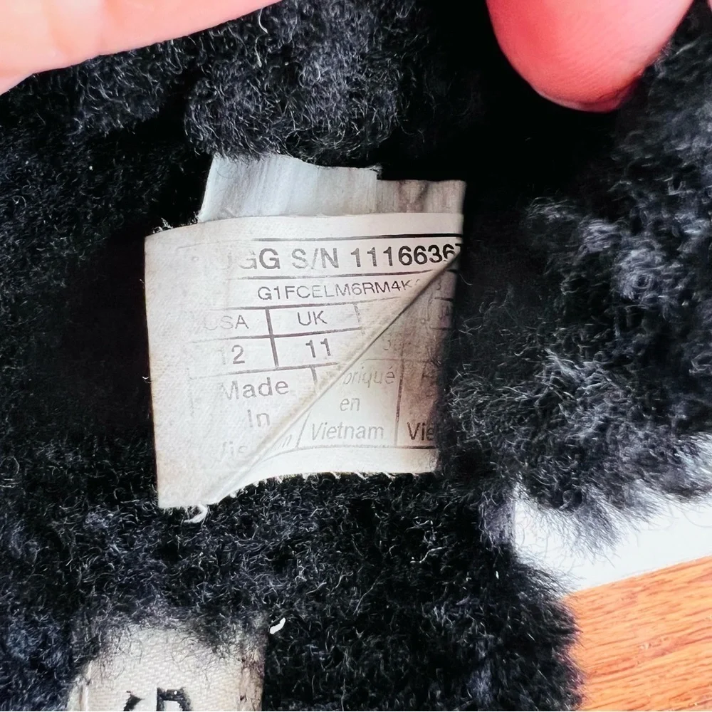 KIDS UGG OH YEAH BLACK SHERPA SANDALS SLIDE SLIPPER